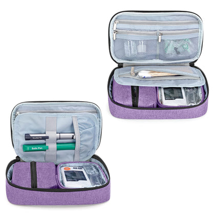 CURMIO Diabetes Bag RRP - £21.99 for Glucose Meter, Medication, Insulin Pens and Other Diabetes Care Supplies, Travel Organizer Case with Detachable Pouches, Purple