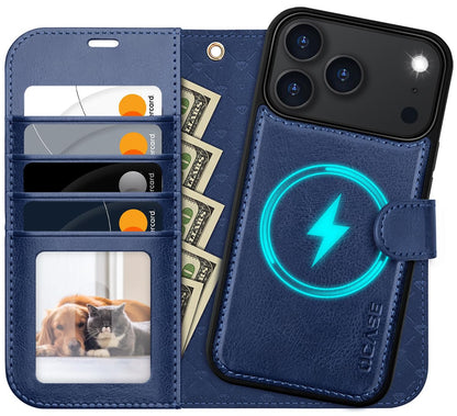 OCASE 2-in-1 Wallet Case for iPhone 17 Pro Max RRP - £29.99 with RFID Blocking – Blue