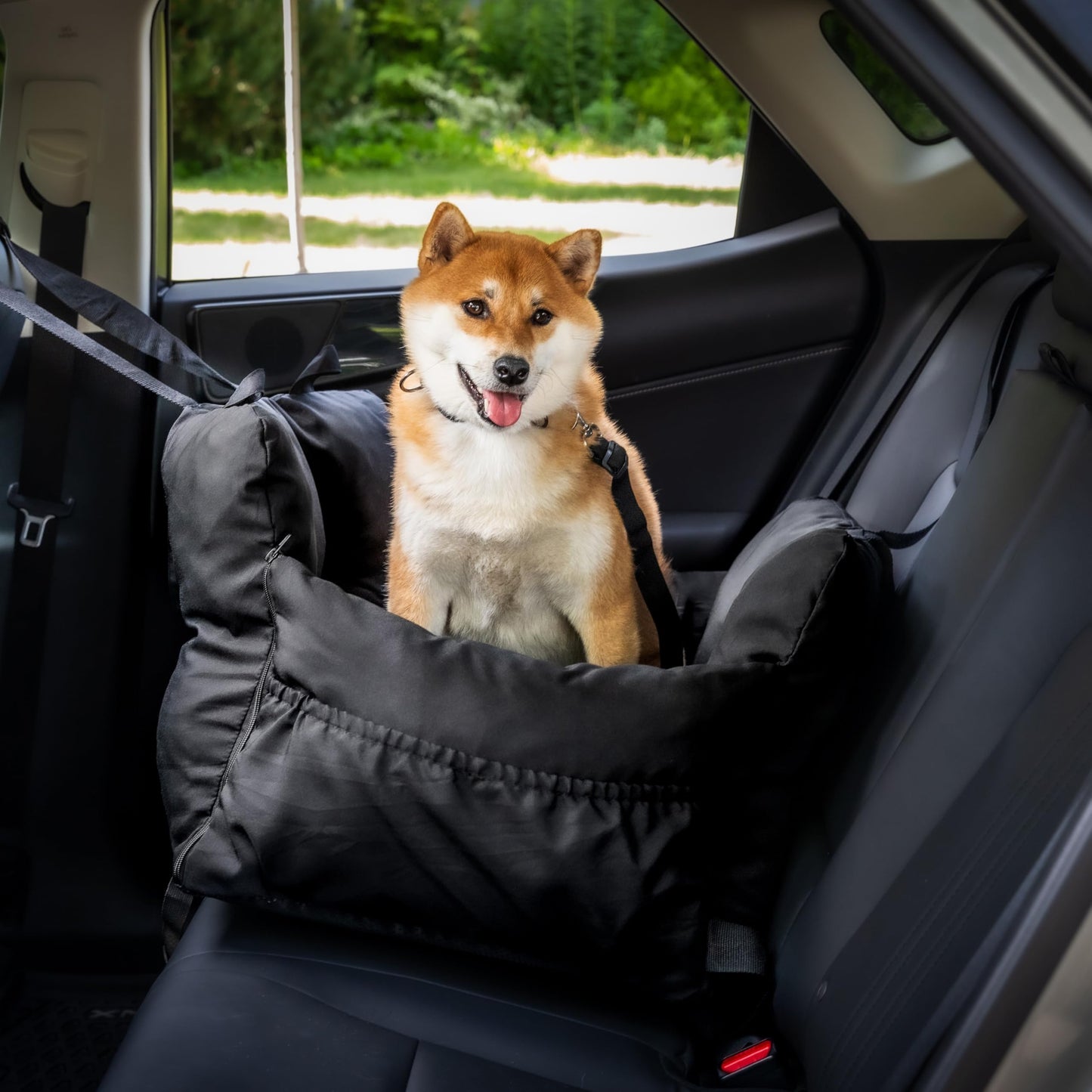 JACKO & CO Dog Car Booster Seat - RRP: £99.99 - 2 Machine Washable Water-Resistant Clip-On Leash ? Black Medium (25-40lbs)