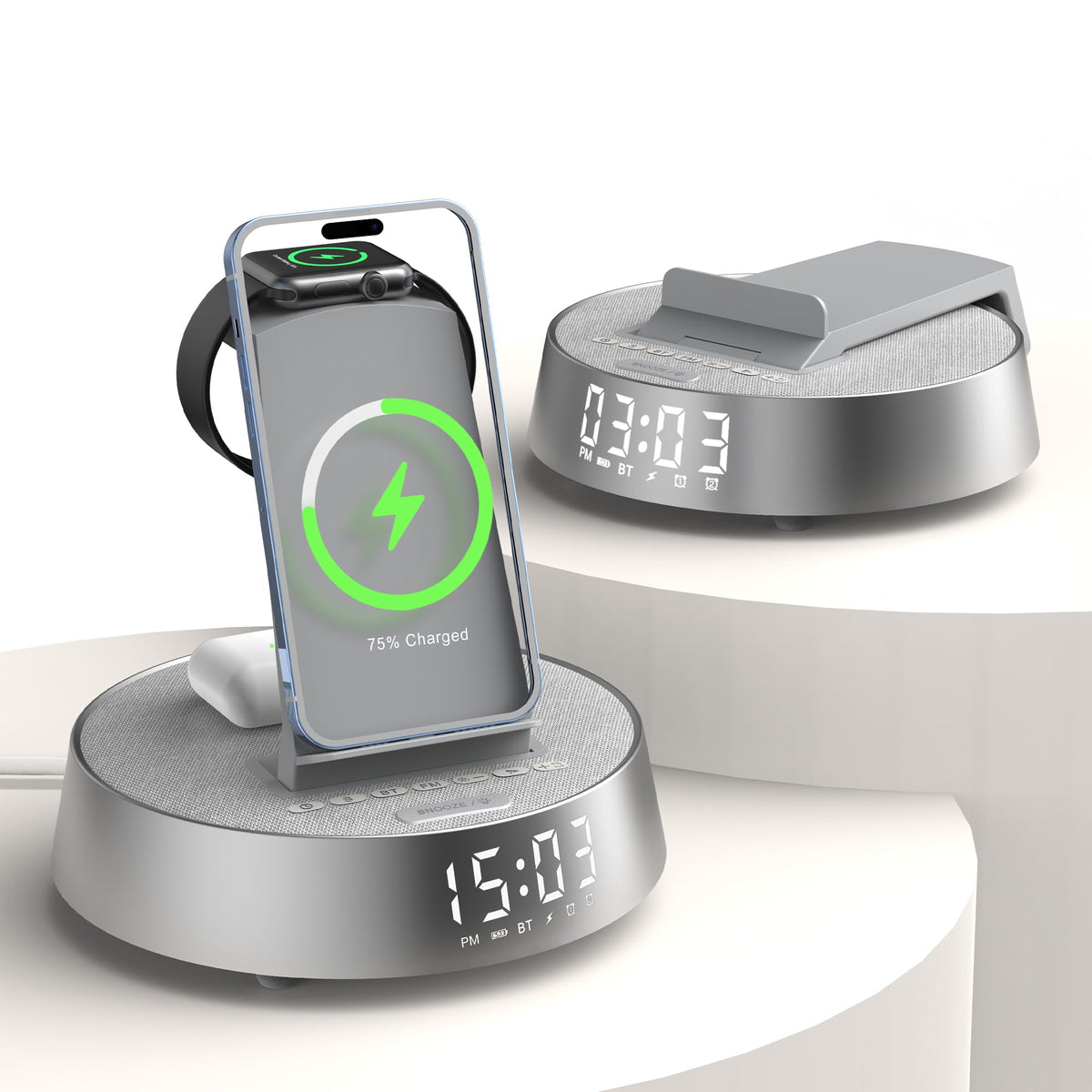 Wireless Charging Station RRP - £59.99 25W Bluetooth Speaker Radio Alarm Clock – Universal