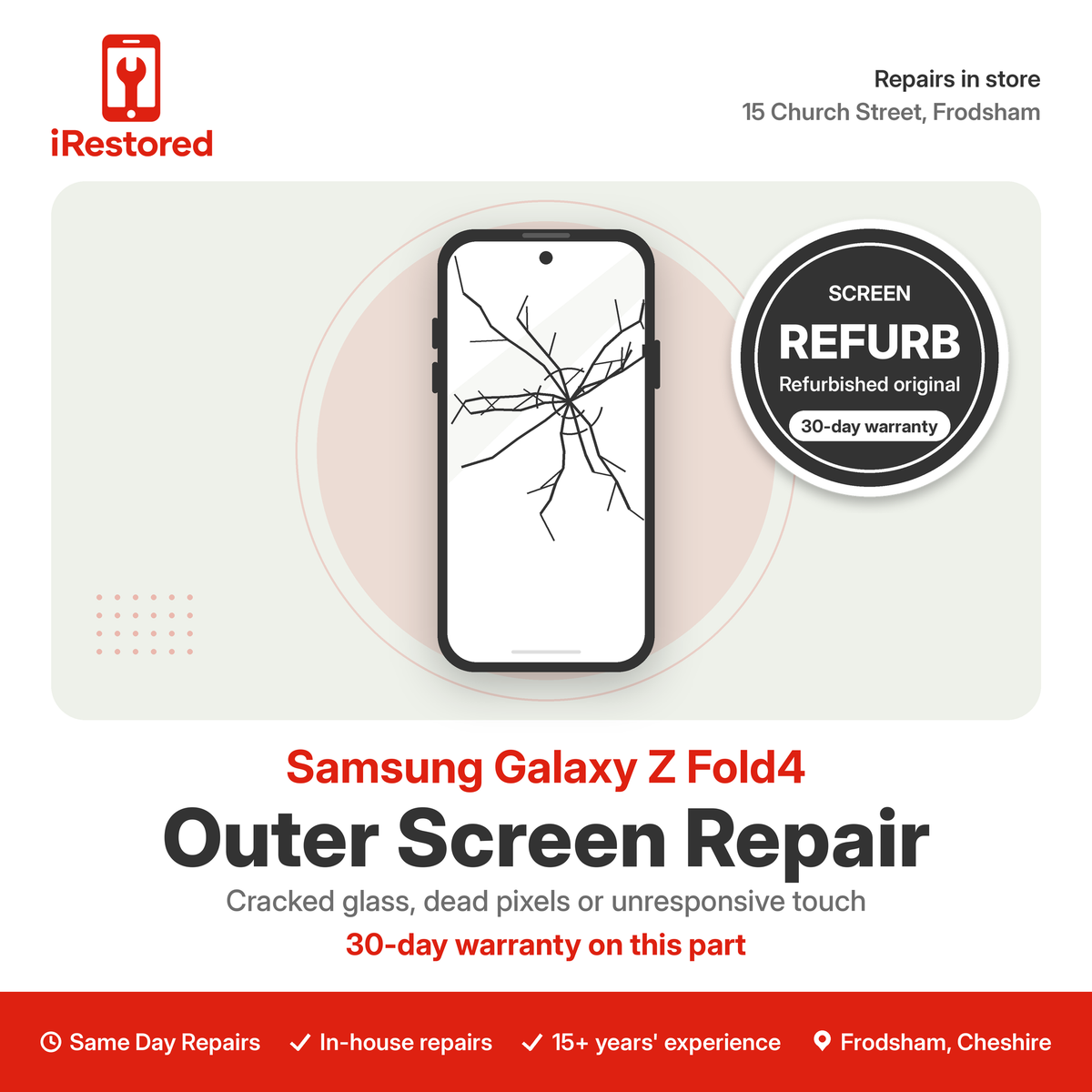 Samsung Galaxy Z Fold4 Outer Screen Repair – Refurbished part
