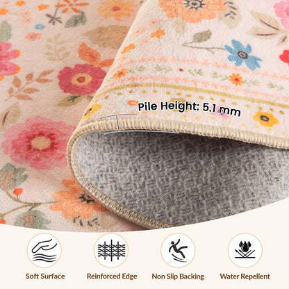 Washable Floral Rug RRP - £99.99 183 x 274 cm – Pink/Beige