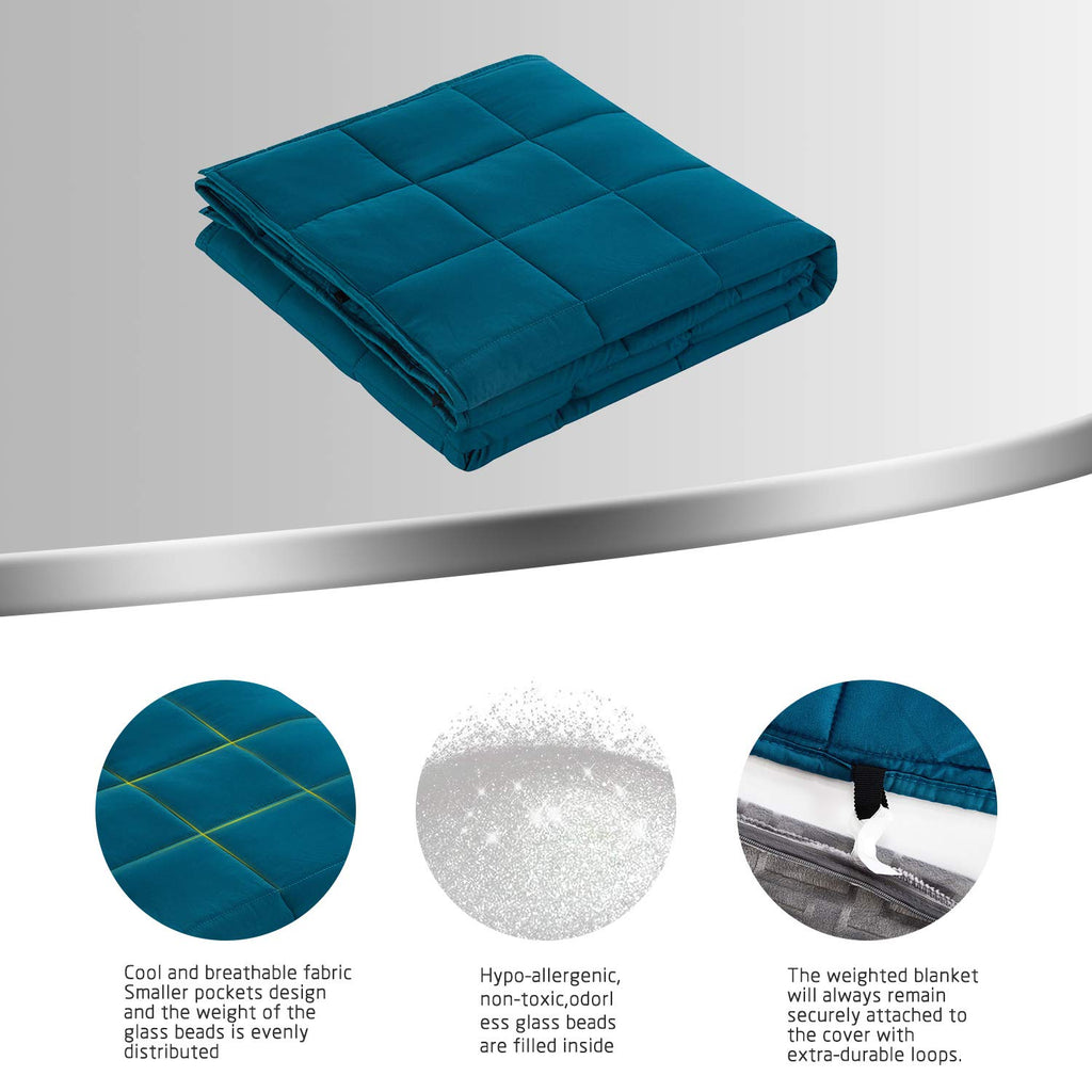 DREAMLANDING Gravity Weighted Blanket RRP - £74.99 With Replaceable Cover, Glass Beads Filling Weighted Blanket For Adults, Anxiety Heavy Blanket (Teal Blue, 150 * 200cm,9kg)