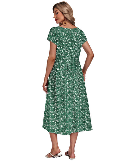 Women's Summer Short Sleeve Midi Dress RRP - £24.99 Loose with Pockets Casual