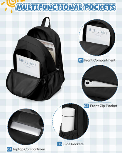 School Backpack RRP - £18.99 Waterproof Lightweight Rucksack for 14 Inch Laptop – Black