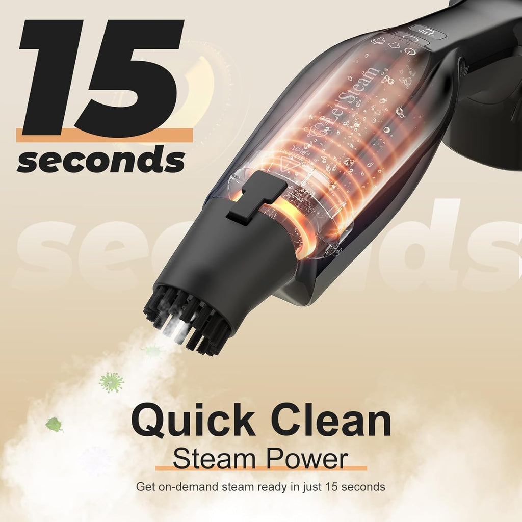 Fast-Heat Steam Mop with Handheld Cleaner RRP - £35.99 250ml Powerful Floor Steamer 17 Accessories Washable Pads – White