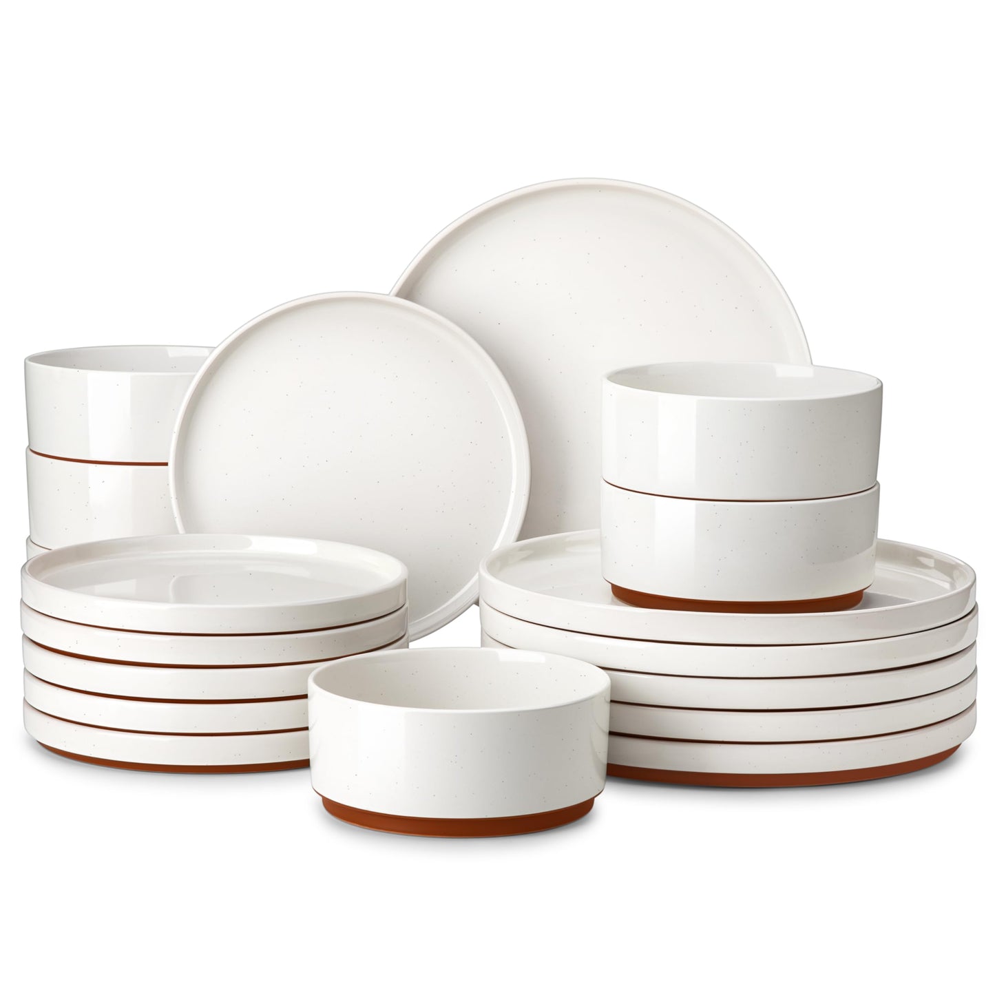 18-Piece Dinner Set - RRP: £79.99 - Plates & Bowls Raised Edge Scratch-Resistant Microwave & Dishwasher Safe - White