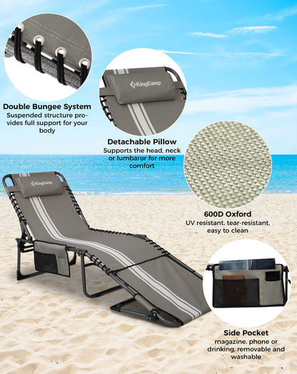 Folding Deckchair - RRP £79.99 - 5-Position Backrest Lightweight with Reading Window – Garden Beach