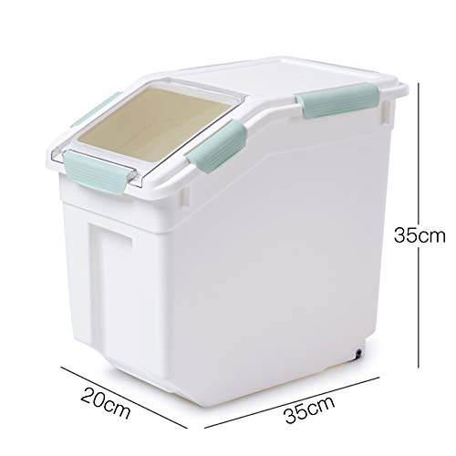 Toolzia 2 Pcs Rice Dispenser 10kg RRP - £59.99, Airtight Rice Storage Container Dry Food Dispenser Large Sealed Grain Containe (Cyan)