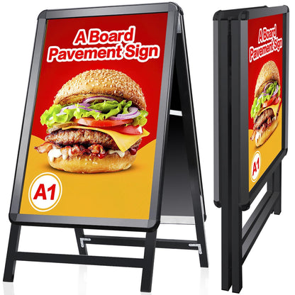 A-Board Pavement Sign - RRP: £99.99 - Double-Sided Display Stand for Outdoor Advertising ? Black