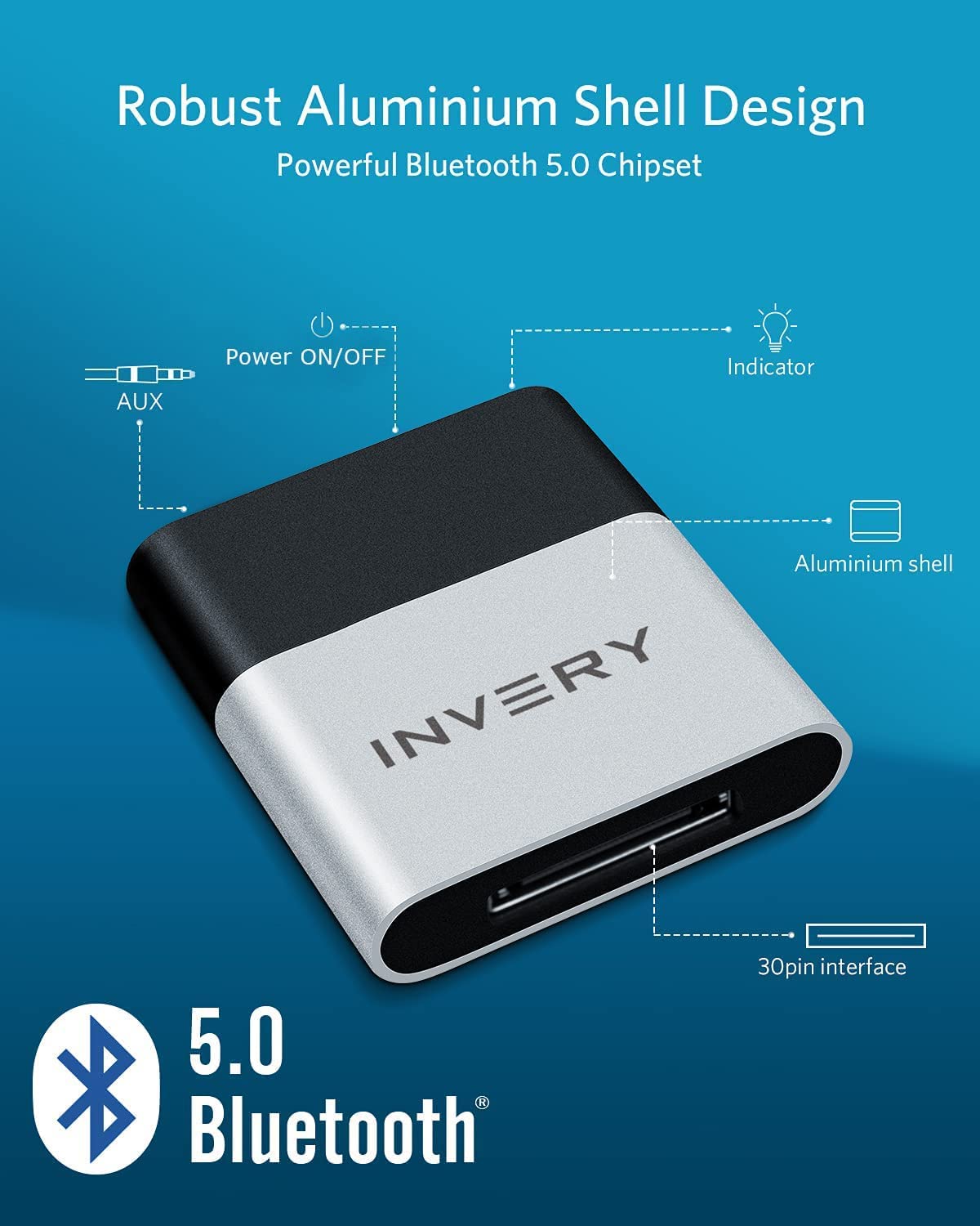 DockLinQ 30pin Bluetooth 5.0 Adapter RRP - £22.99 Receiver for Bose Sounddock and Other 30 pin iPod iPhone Music Docking Station