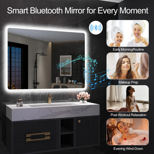 S'bagno 500 x 700 mm LED Illuminated Bathroom Bluetooth Mirror RRP £129.99