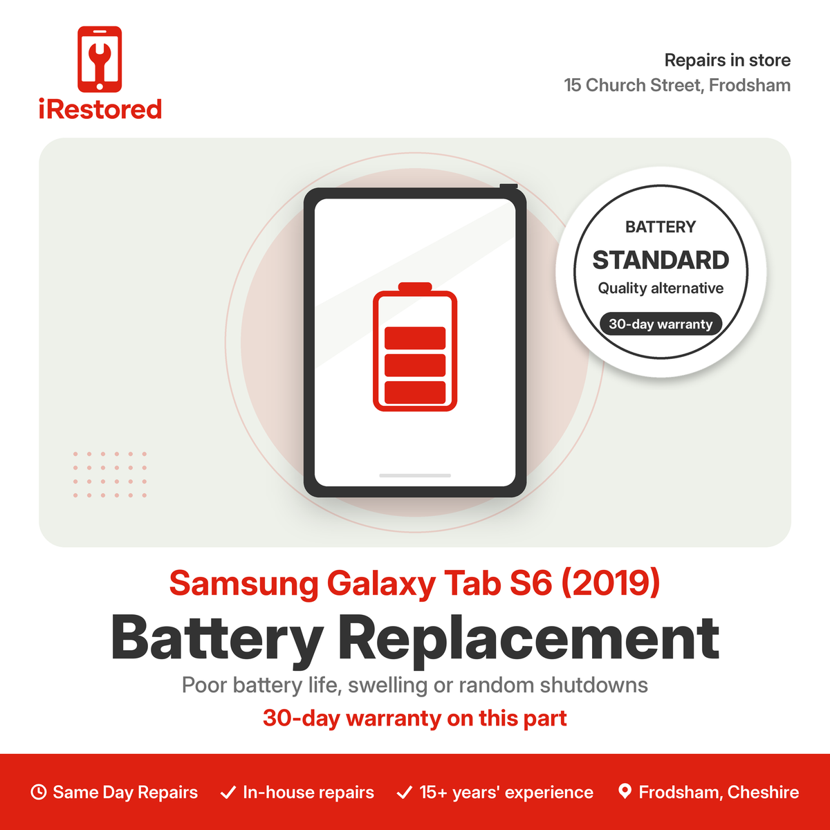 Samsung Galaxy Tab S6 (2019) Battery Repair