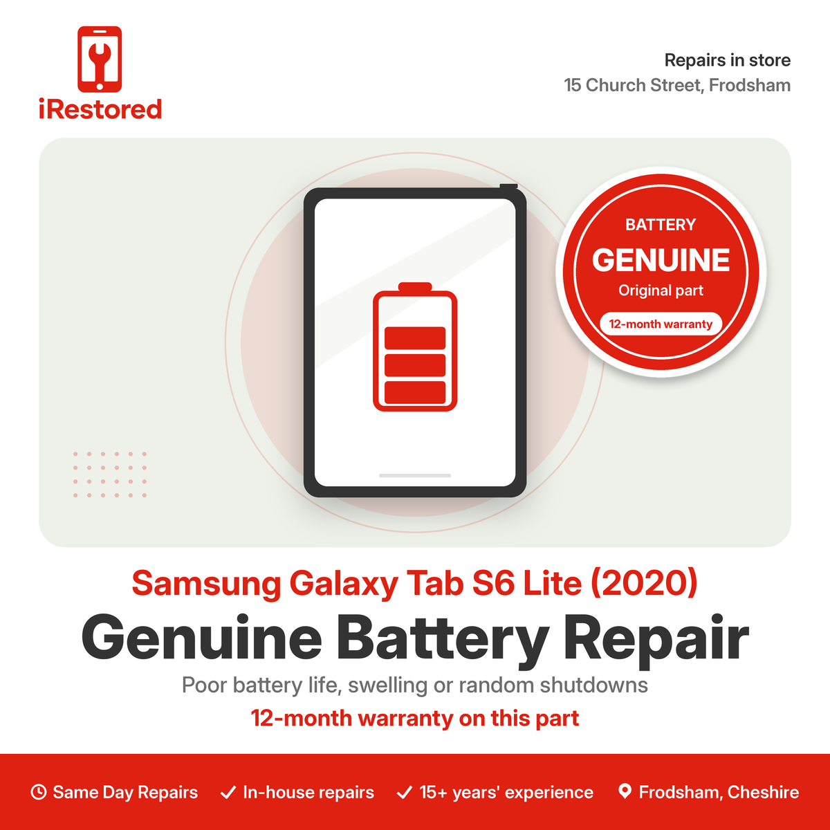 Samsung Galaxy Tab S6 Lite (2020) Genuine Battery Repair