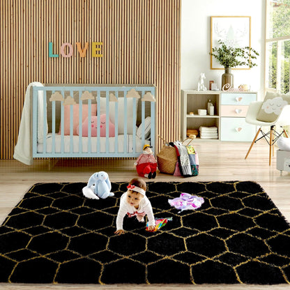 Checkered Rug - RRP: £59.99 - Large Soft Fluffy Washable Non-Slip ? Pink & White 240x300cm