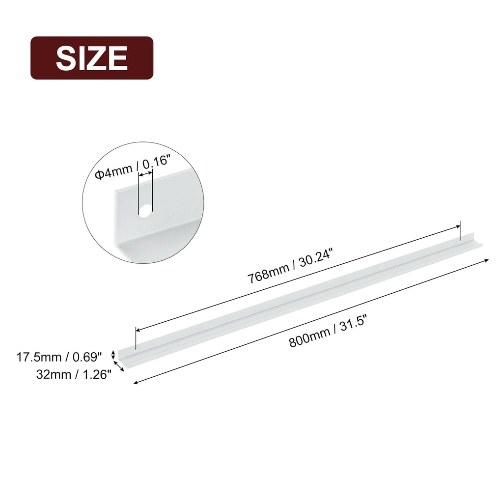 Finger Edge Cabinet Pulls 3pcs 800mm Back-Mount Aluminum Concealed – White
