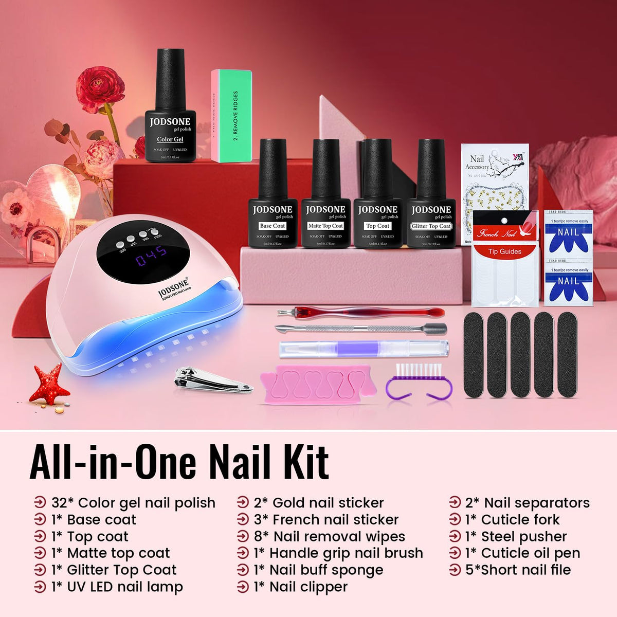 Gel Nail Polish Kit RRP - £39.99 with UV Light 32 Colours + Adhesive Bottles – Gifts for Women