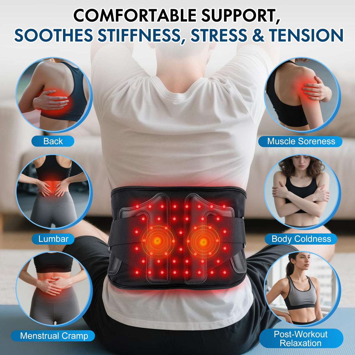 Red Light Massaging Belt RRP - £39.99 660nm & 850nm Touch Control 3 Timers 4 Modes 3 Levels