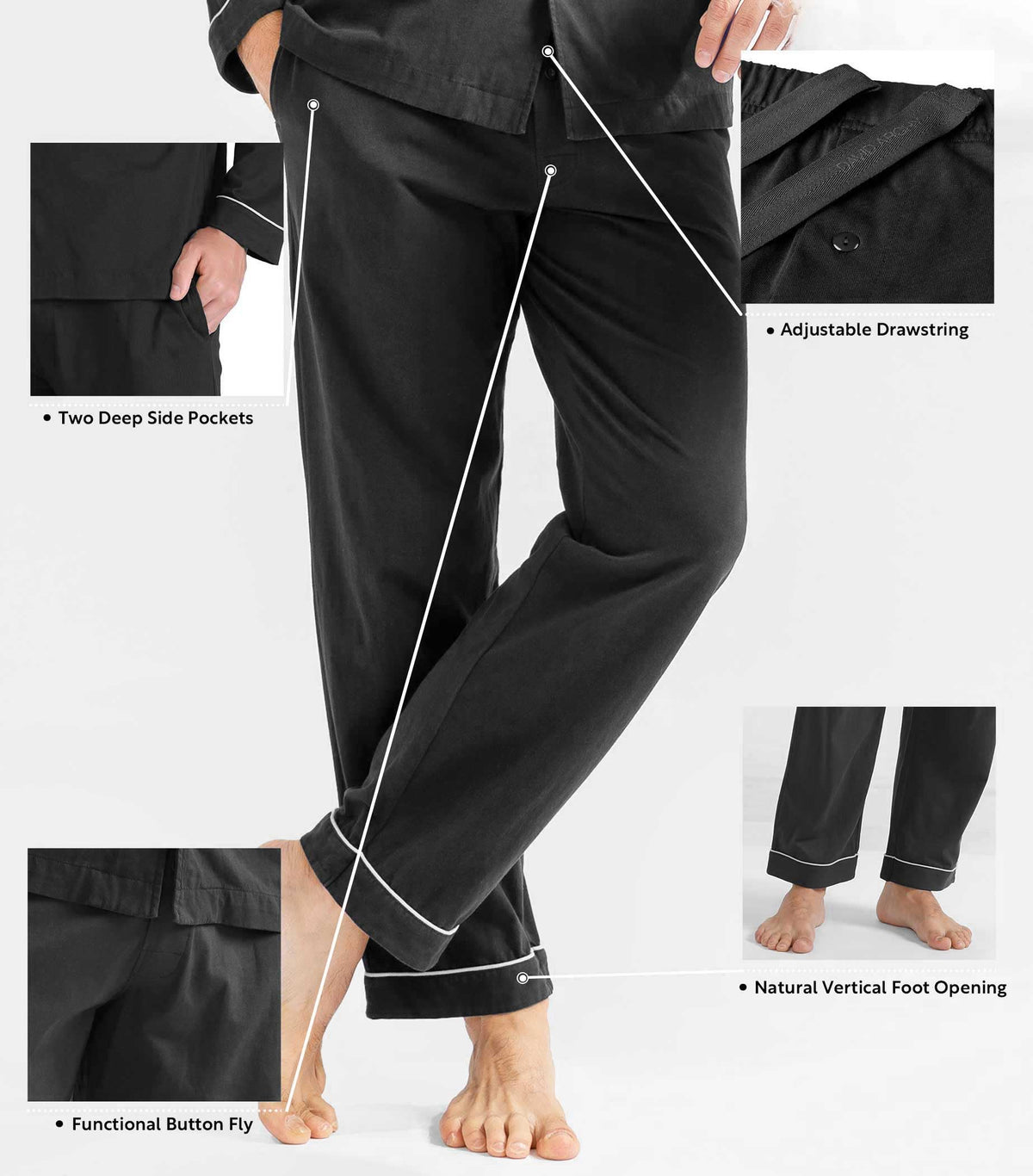 Men's Cotton Sleepwear RRP - £42.99 Button-Down Pajamas Set – Blue