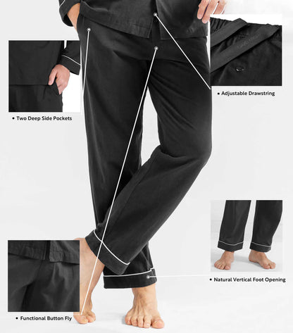 Men's Cotton Sleepwear RRP - £42.99 Button-Down Pajamas Set – Blue