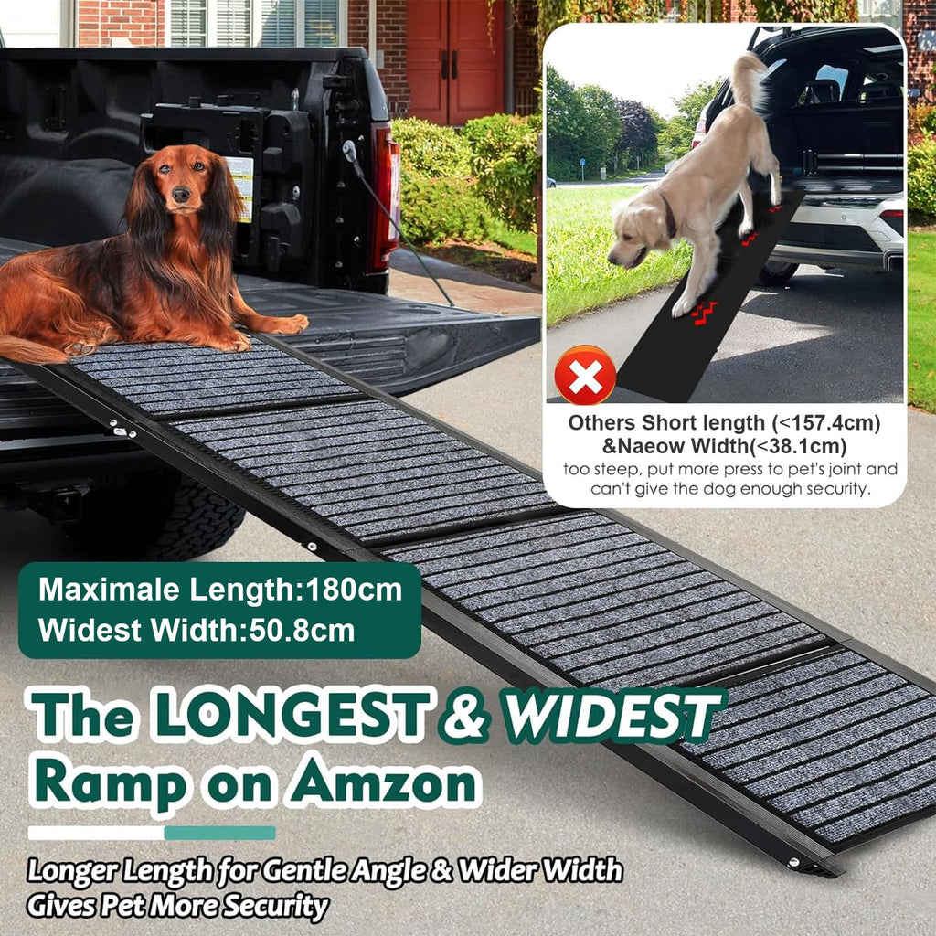 Snagle Paw Longest 180cm Dog Car Ramp RRP - £115.99,Protable Dog Ramp for Large Dogs with Anti-Slip Rug Surface,Folding Pet Ramp Stairs Up to 127KG Dog Ramps for Medium & Large Dogs Get Into a Car, SUV & Truck