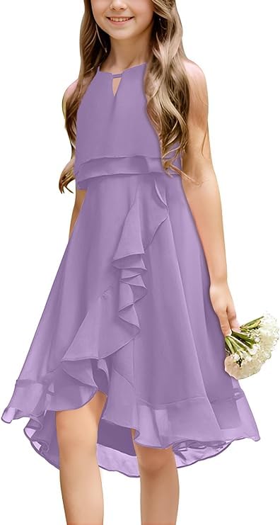 Girls Sleeveless Princess Party Dress RRP - £26.99 Festive Bridesmaids Dance Ball – Purple 140