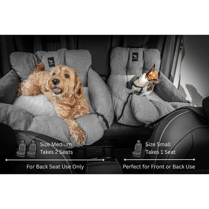 JACKO & CO Dog Car Booster Seat - RRP: £99.99 - 2 Machine Washable Water-Resistant Clip-On Leash ? Black Medium (25-40lbs)