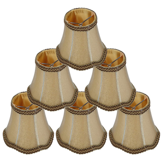 Set of 6 Clip On Lamp Shade RRP - £25.99, 6Pcs Retro Palace Pendant Light Shade E14 Clip LampShades,Candle Lampshades for Chandelier Ceiling Light,Fabric Table Lampshade Lamp Cover Drop Light Lampshade