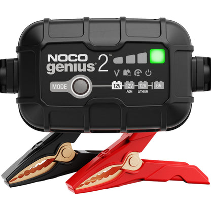 NOCO GENIUS2: 2A 6V/12V Smart Battery Charger - RRP £54.99 - Automatic Maintainer, Trickle Charger & Desulfator with Overcharge Protection & Temperature Compensation - For Lead-Acid & Lithium Batteries