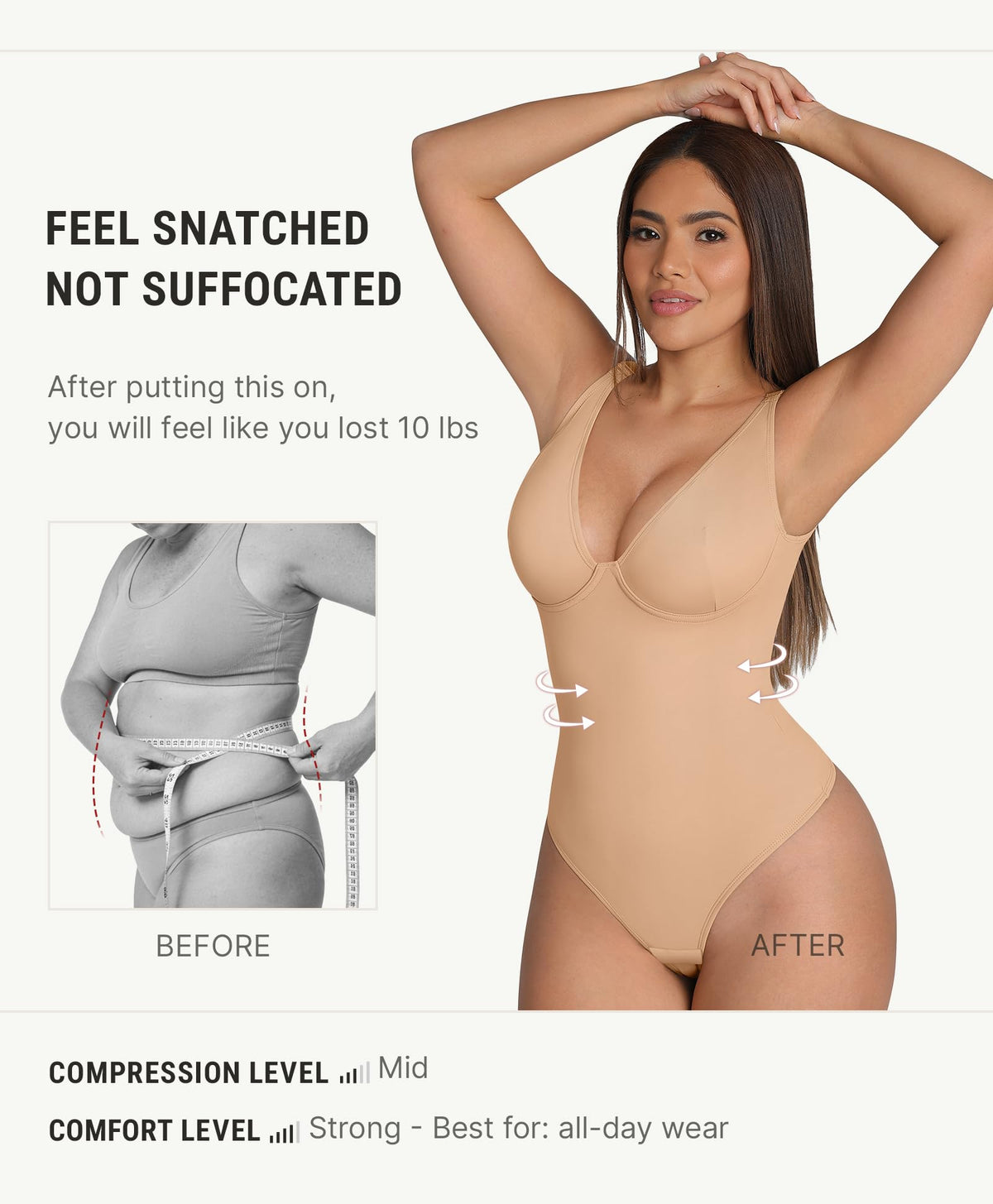 Women's Shapewear Bodysuit RRP - £32.99 Tank Shaper Tummy Control - Clay M