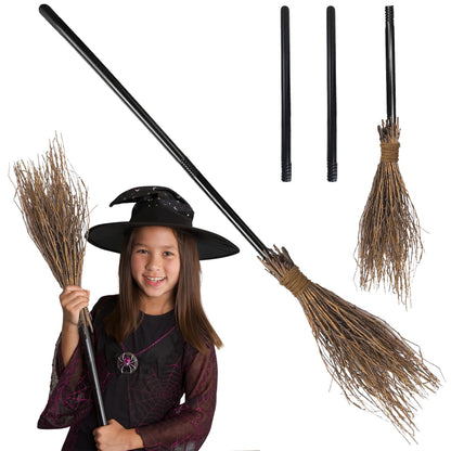 Witches Broomstick 3 Piece Realistic Halloween Costume Accessory - RRP £11.99 – 110 cm