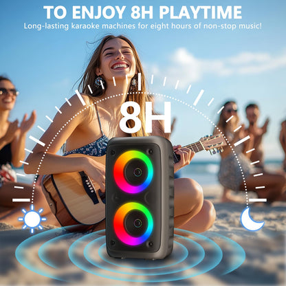 Karaoke Machine RRP - £59.99 with 1 Microphone Bluetooth Speaker Supports TV Smartphone AUX USB – Black