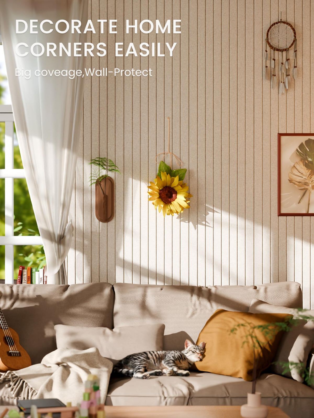 Felt Bulletin Board Tiles RRP - £24.99 36x24in Cork Alternative with Pushpins Adhesive Tabs 6-Pack – Oatmeal