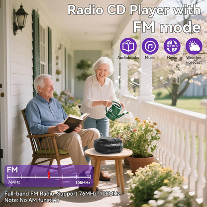 Gueray Portable CD Player Boombox RRP - £39.99 with FM Radio, AUX Input, Headphones ? Black