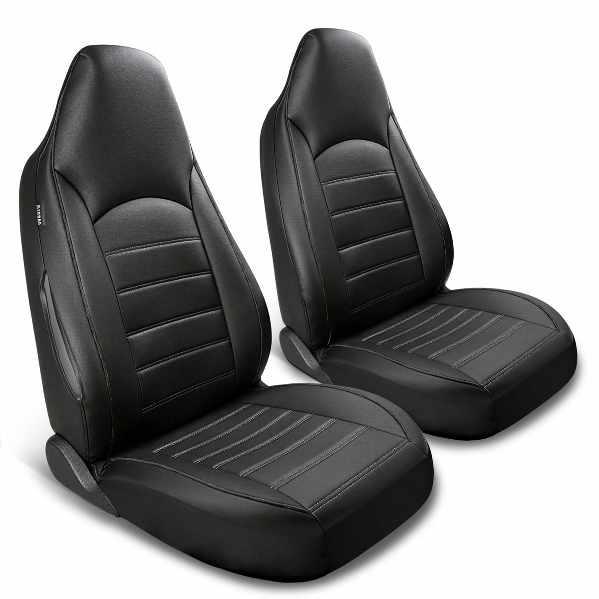 Universal Front Car Seat Covers RRP - £32.99 Waterproof PU Leather Airbag Compatible Pair – Black