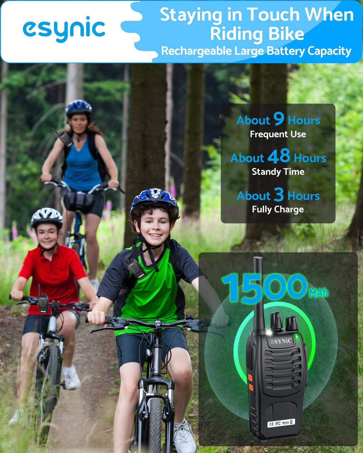 eSynic 2Pack Professional Walkie Talkies RRP - £22.99 for Adults Rechargeable Walkie Talkies Best 16CH Walkie Talkies Hand Free VOX Walkie Talkies With Earpieces& LED Lights Wonderful Gifts For Adults Kids etc
