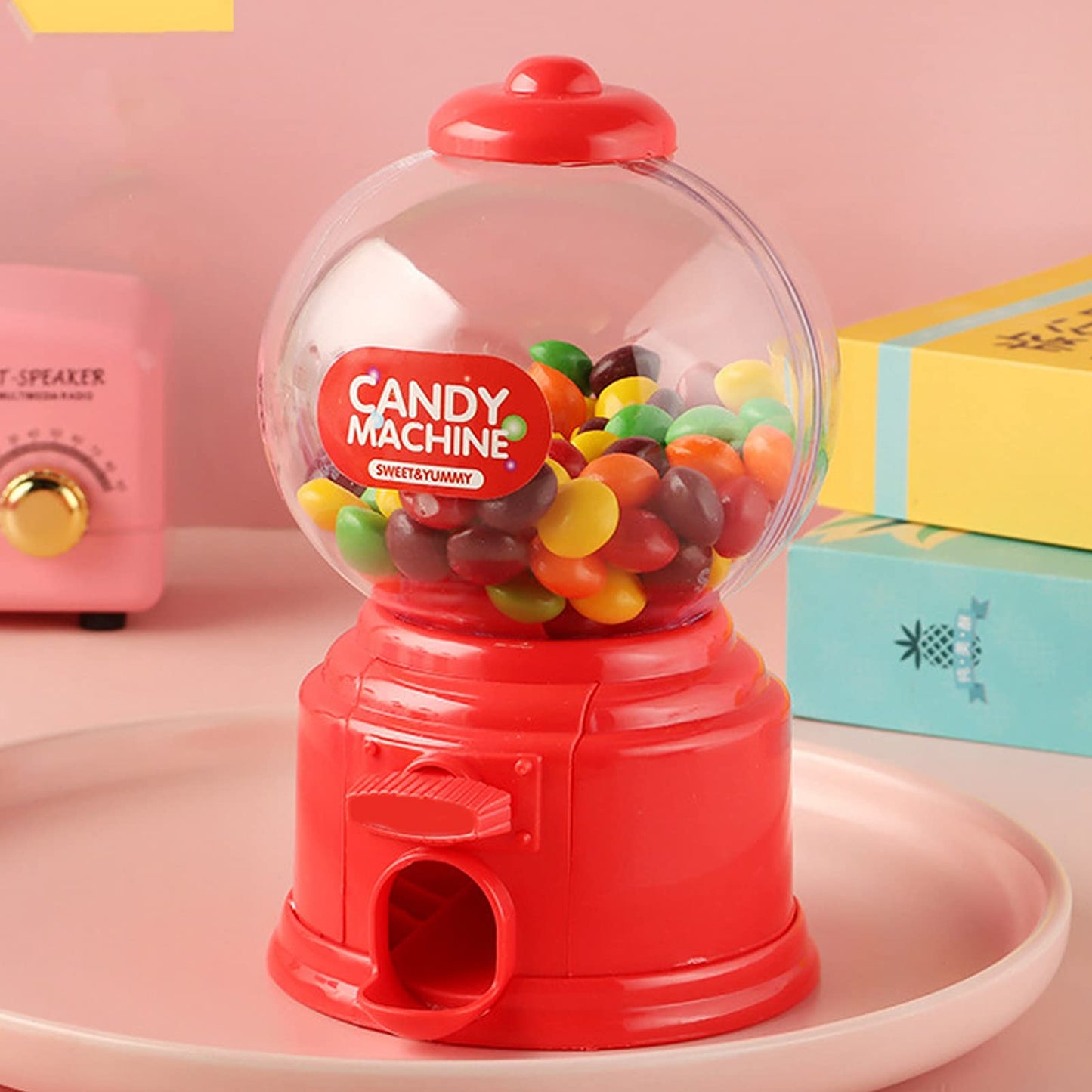 Sweet Dispenser Mini Vending Machine For Sweets - RRP £9.99 - Candy Dispenser Cute Sweet Machine, Gumball Machine Plastic Candy Machine Sweets Dispenser, Gumball Dispenser Mini For Boys Girls(Red)