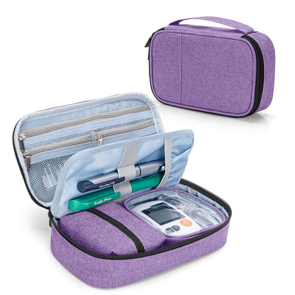 CURMIO Diabetes Bag RRP - £21.99 for Glucose Meter, Medication, Insulin Pens and Other Diabetes Care Supplies, Travel Organizer Case with Detachable Pouches, Purple