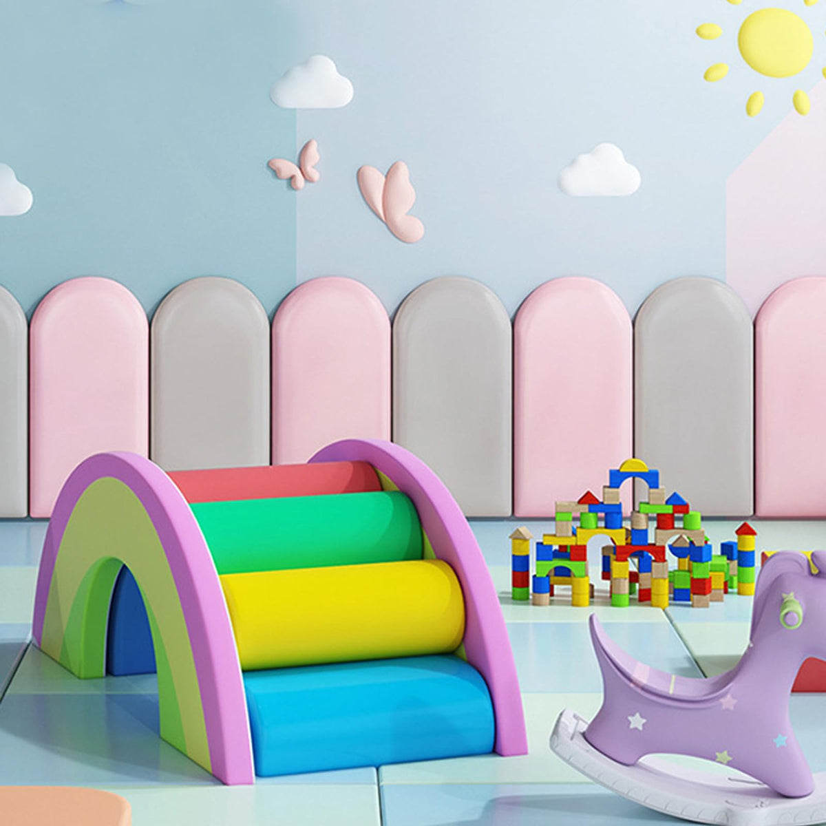 Anti-Collision 3D Wall Stickers Soft Cushion Padding RRP - £35.99 40x20cm 4-Pack Self-Adhesive Shockproof – Light Grey