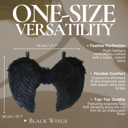 Moonlight Fright Women's Black Angel Wings Feather Costume Accessories - RRP £6.99 – Halloween